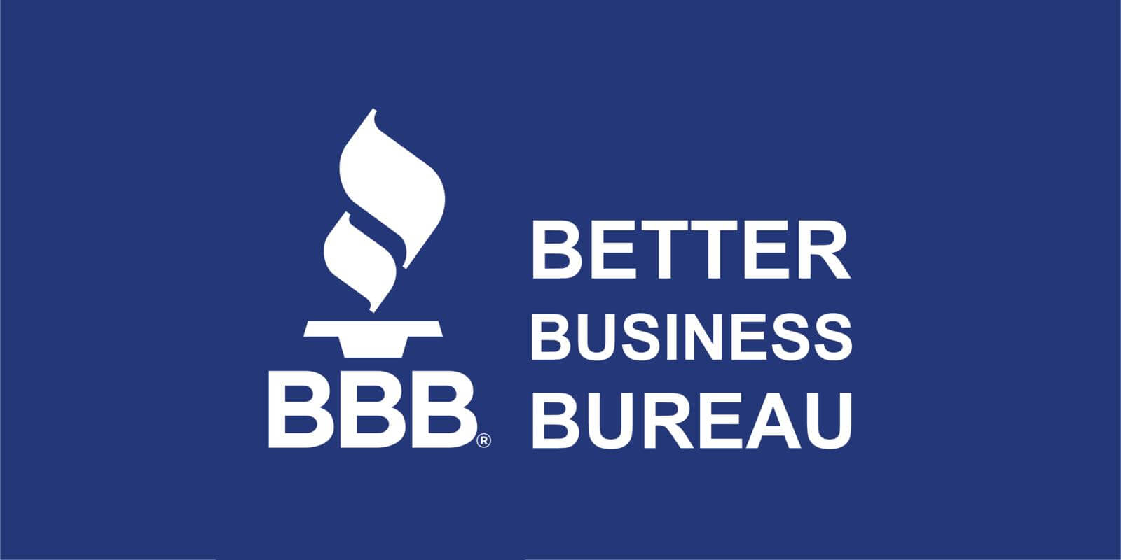 BBB logo with flame on blue background.